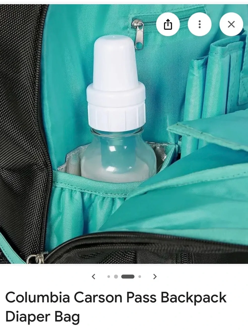 Columbia Black Backpack with Teal Trim and Leather Accent
